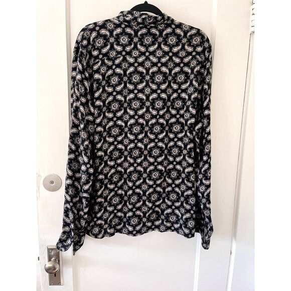 Mens AllSaints Mitte Long Sleeve Paisley Shirt Relaxed Fit Size Large - Picture 3 of 12